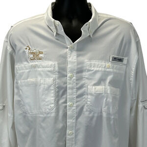 Columbia PFG Furnace Creek Resort Button Front Shirt Death Valley White L Large
